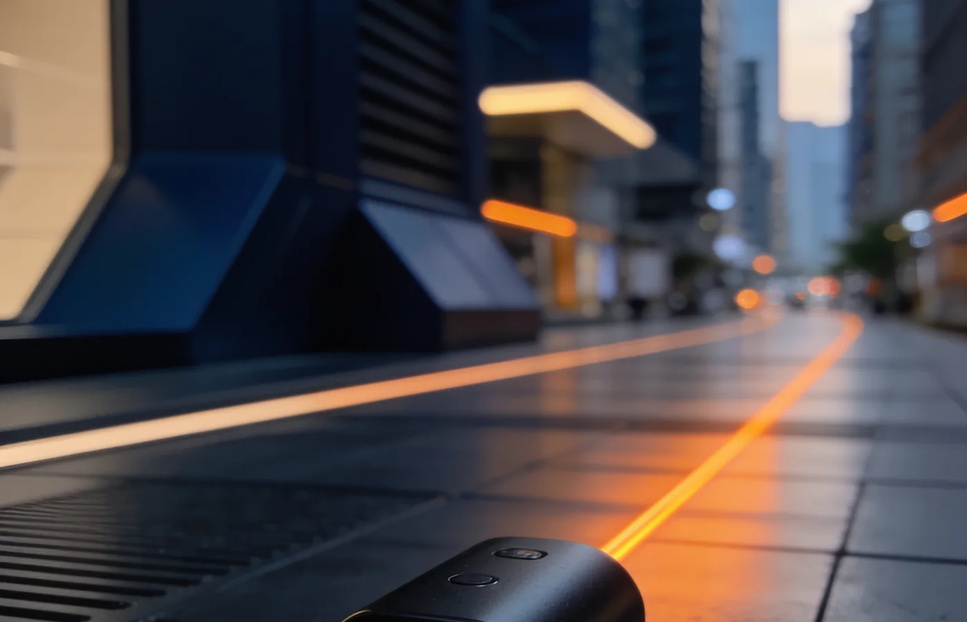 A focused orange connection entering a modern digital environment